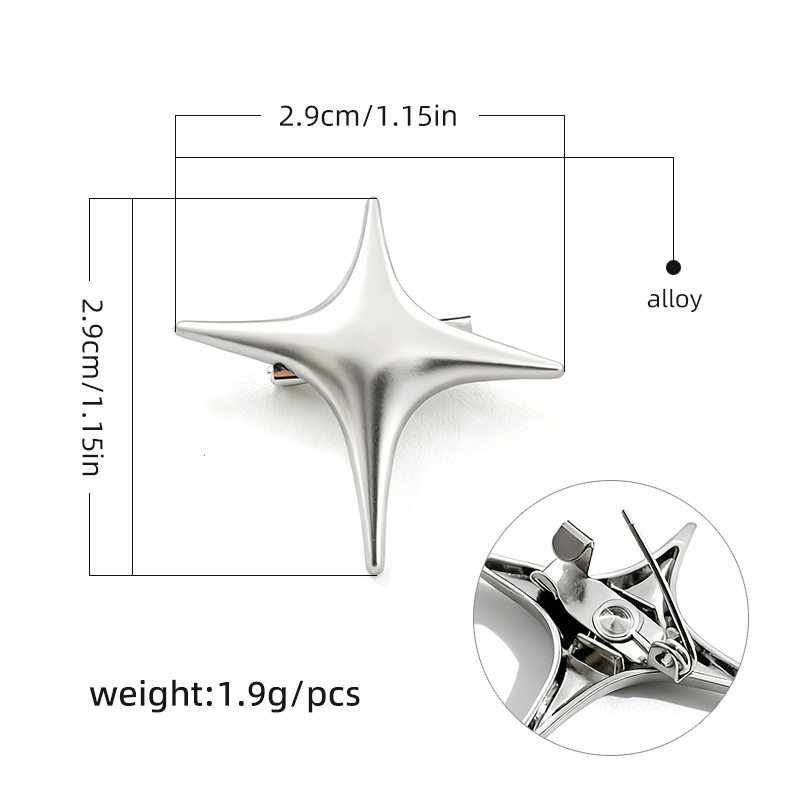 G0007-29mm シルバー不規則クロススターブローチ/個