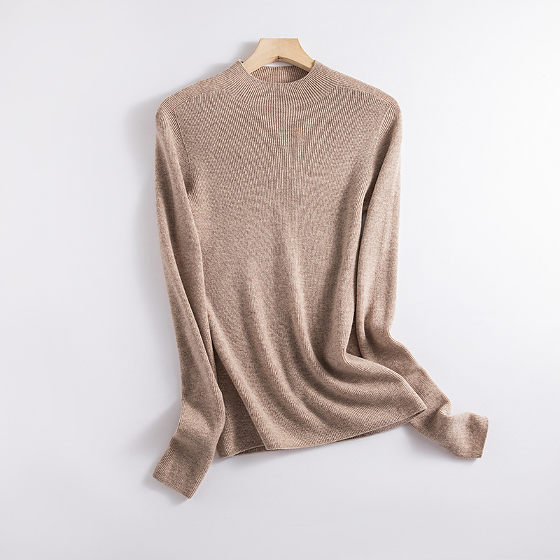 ハーフタートルネックフラワーライスキャメル