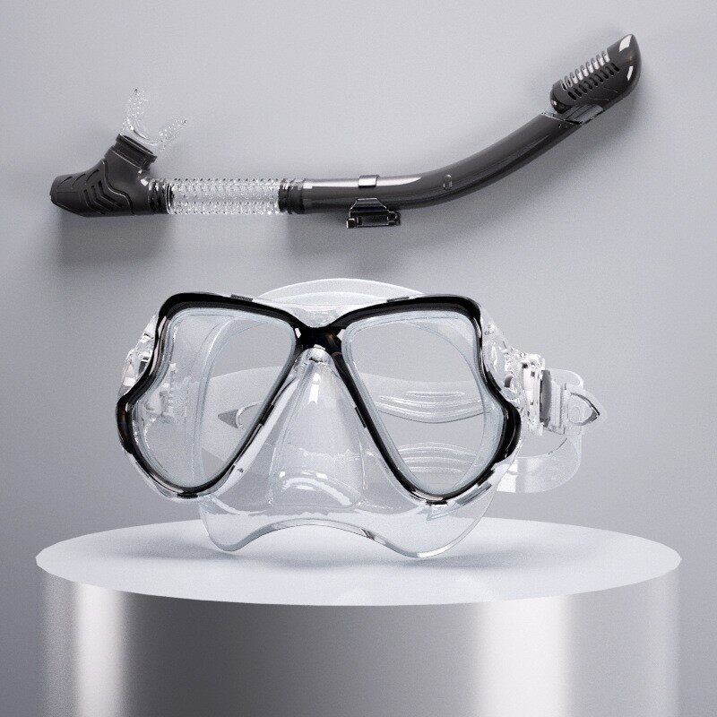 500 リキッドブラック透明ダイビングゴーグル + シュノーケル
