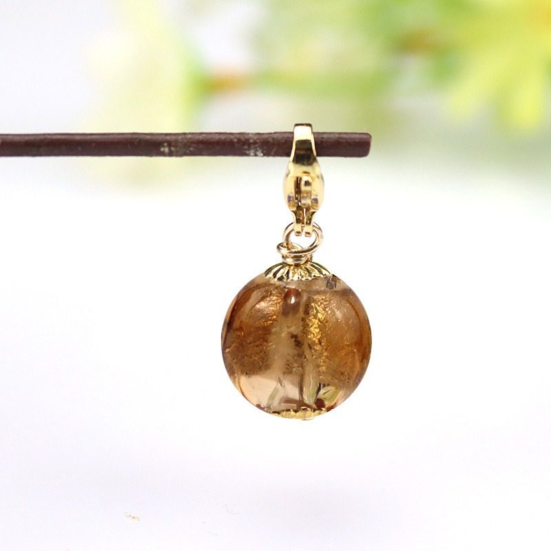 シャンパンシルバーフォイルエッセンシャルオイルビーズペンダント（ロブスタークラスプ）