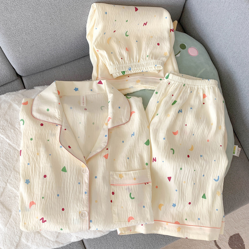 Yunduo コットン-J2815#星と月のカラフルドット3点セット