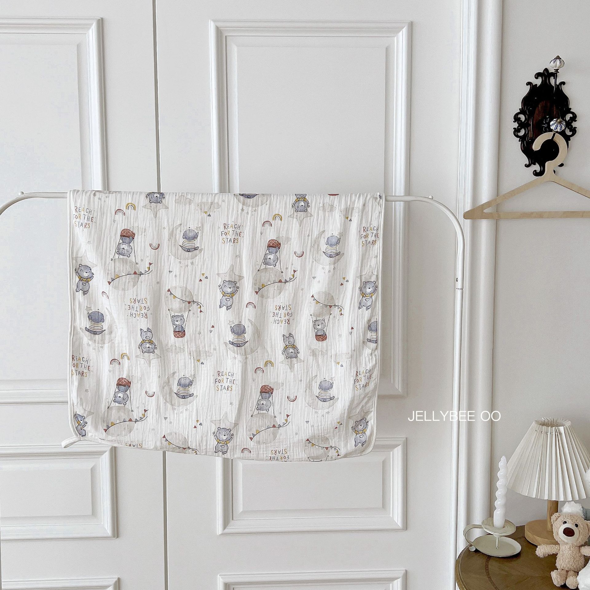 青い月の熊-四段の大きなタオル