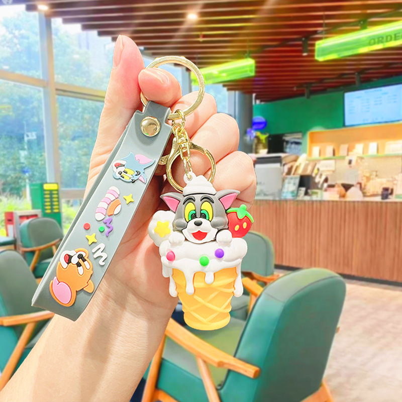 エポキシ トムとジェリー キーホルダー - アイスクリーム グレー キャット