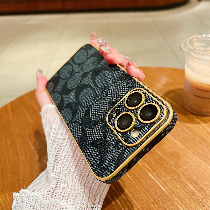 ブラック【革柄磁気吸精穴全包】