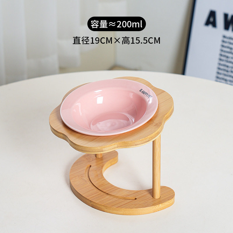 花の空飛ぶ皿の碗の竹の木の棚 + ピンクの空飛ぶ皿の碗