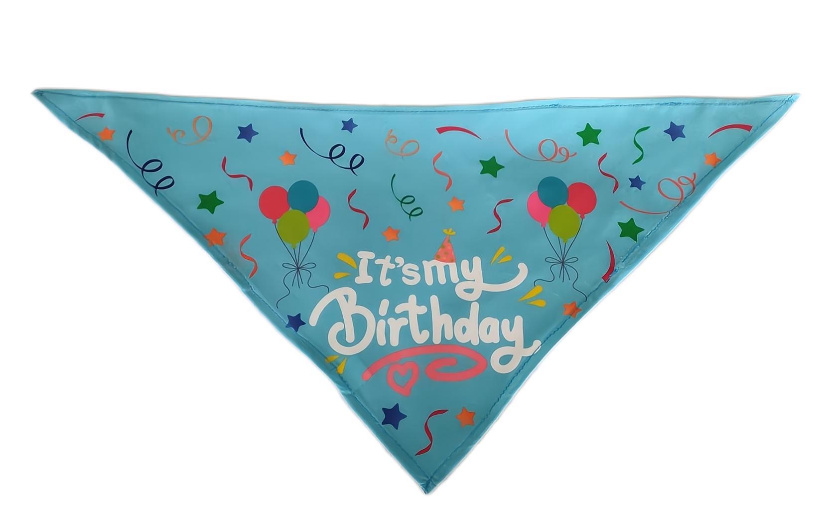 青い誕生日の三角タオル