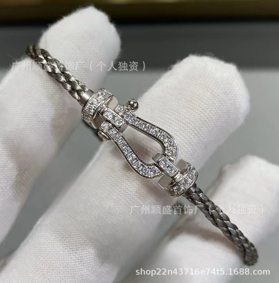 Sサイズ - スチールロープ プラチナ - ダイヤモンドがいっぱい