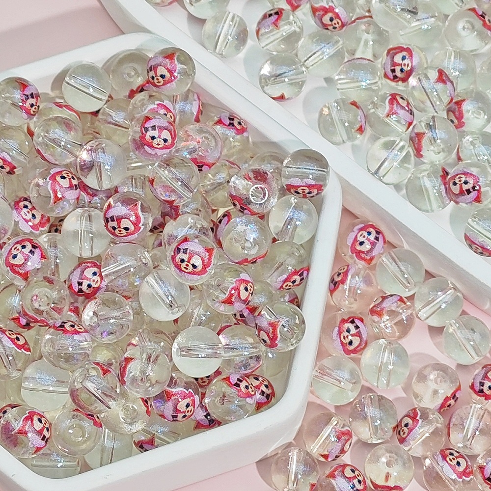 K62#レッド リングナ ベル [10MM プリント漫画ビーズ]