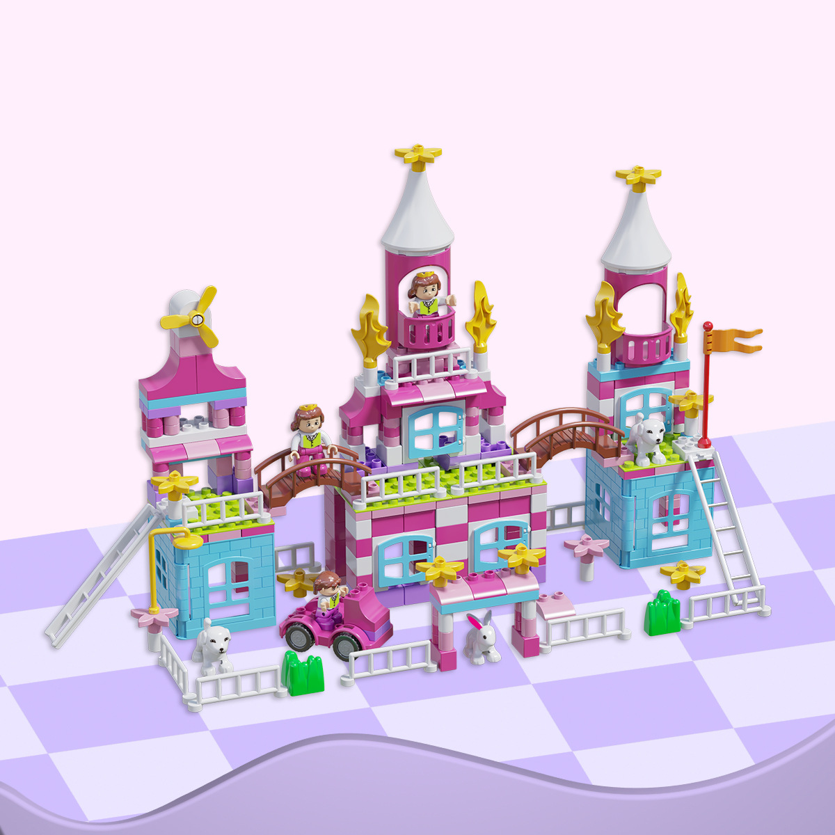 313 大きな粒子の女の子の城の積み木