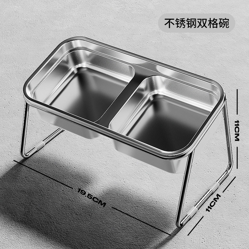 ペットダブルコンパートメントボウル-ステンレススチール