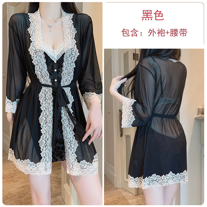 6285 ブラック(ローブ+ベルト)