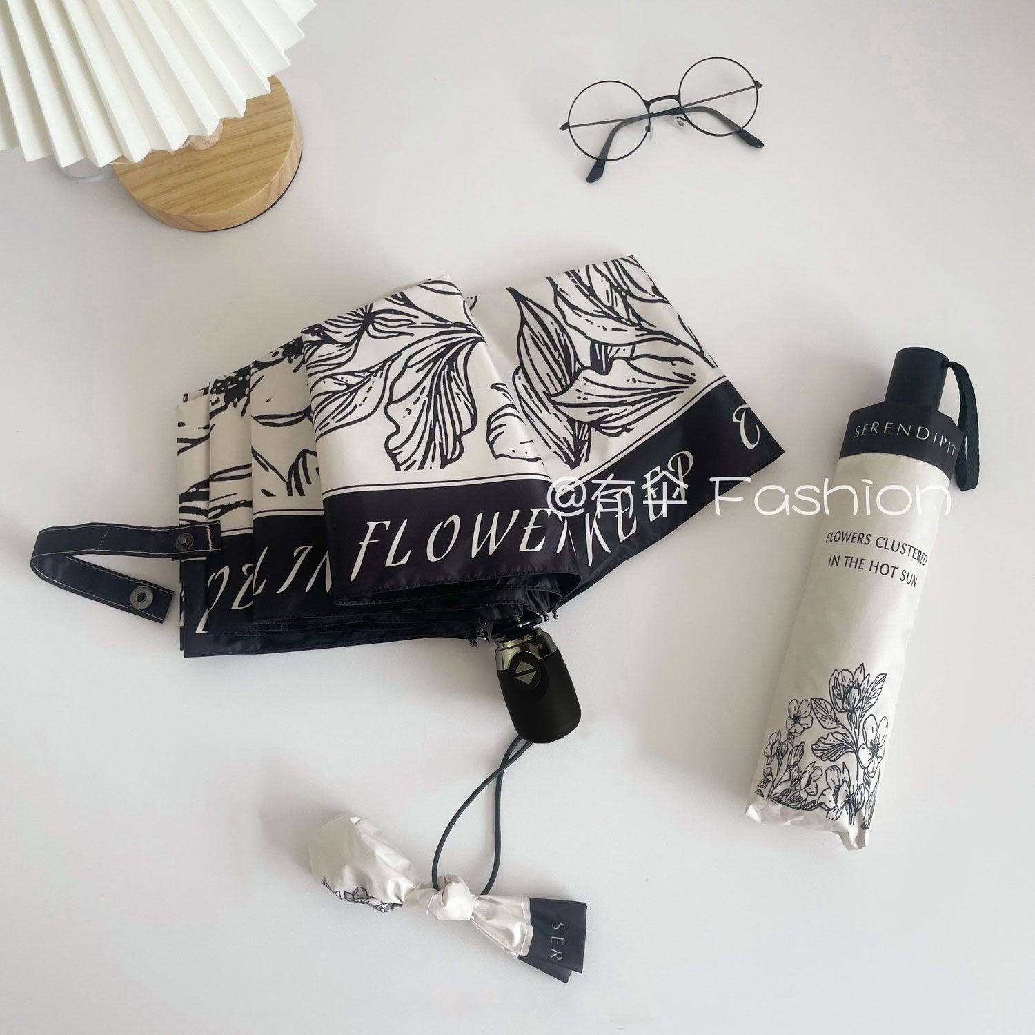 フランス手描き花三つ折り自動