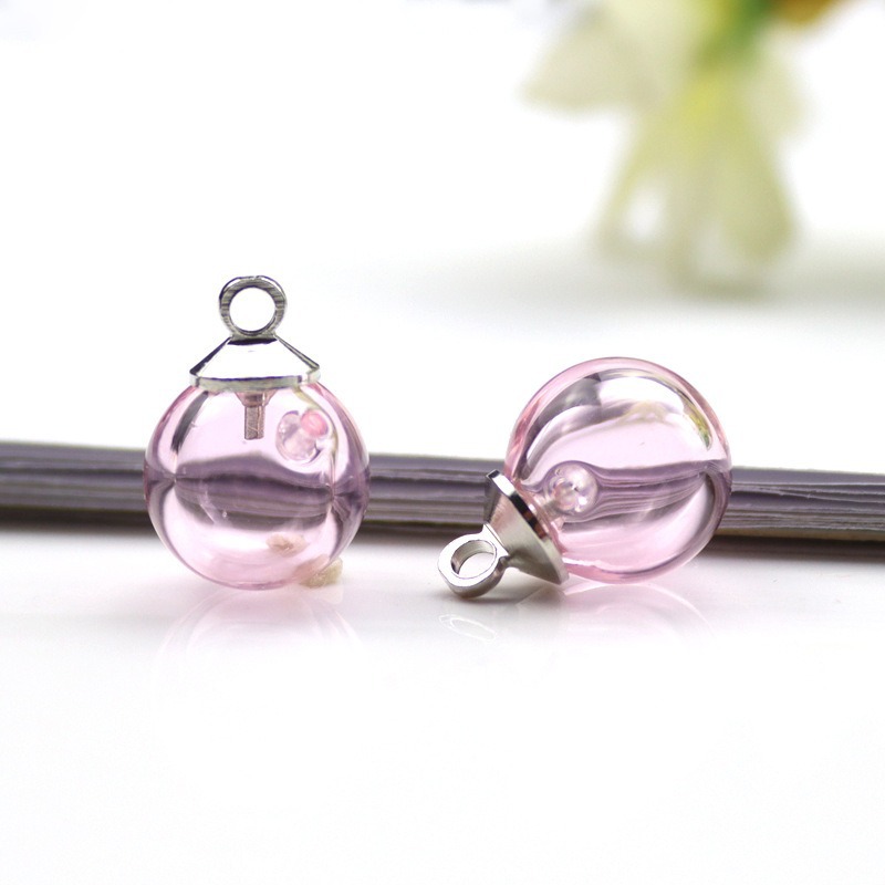 ピンクエッセンシャルオイルビーズ+スチールキャップ