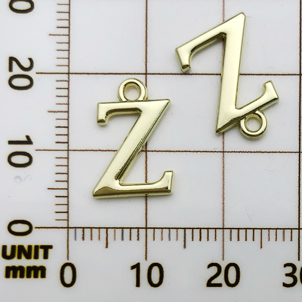 1 kc ゴールドラックメッキ文字 Z-11x16mm-0.8g