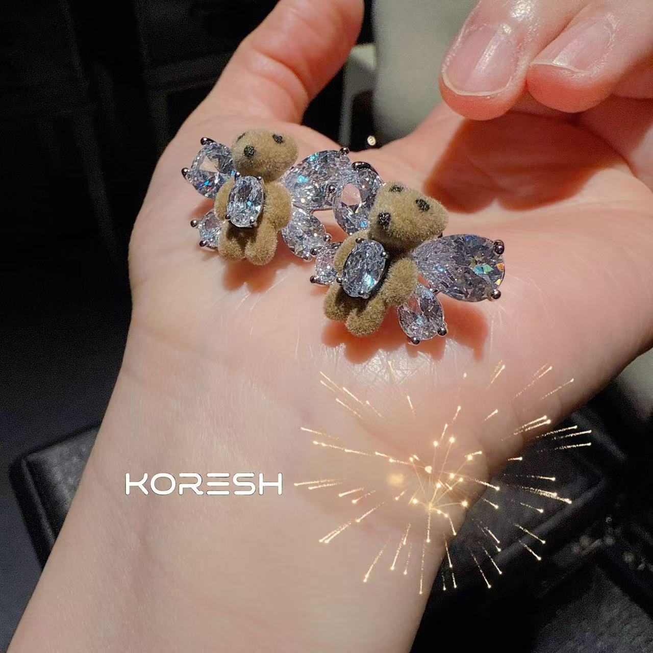 かわいいクマのダイヤモンド イヤリング 箱なし