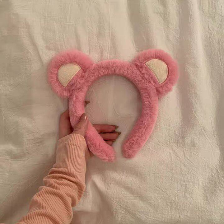 37#猫耳ピンクの毛皮のヘアフープ