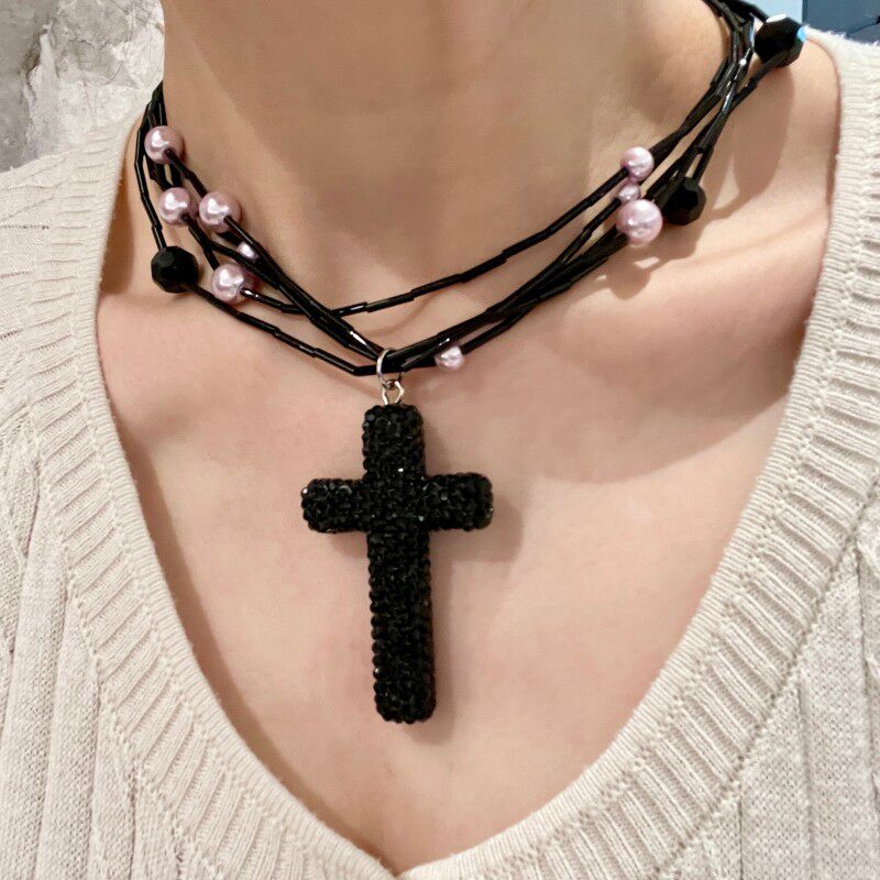 2507265 ブラッククロス多層ネックレス