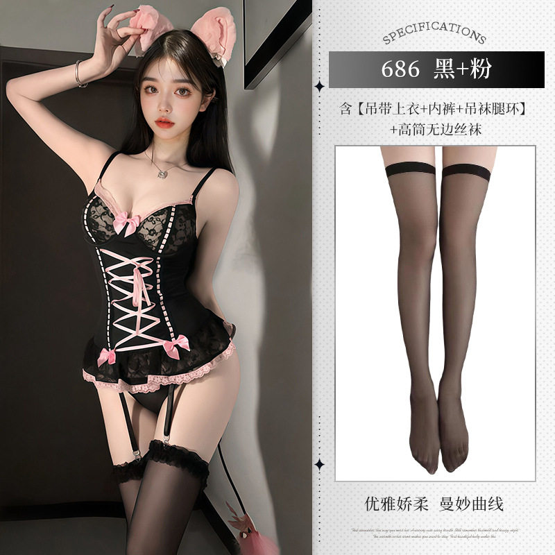 ブラック(ワンピース+レッグリング*2+パンツ)+W1ブラック