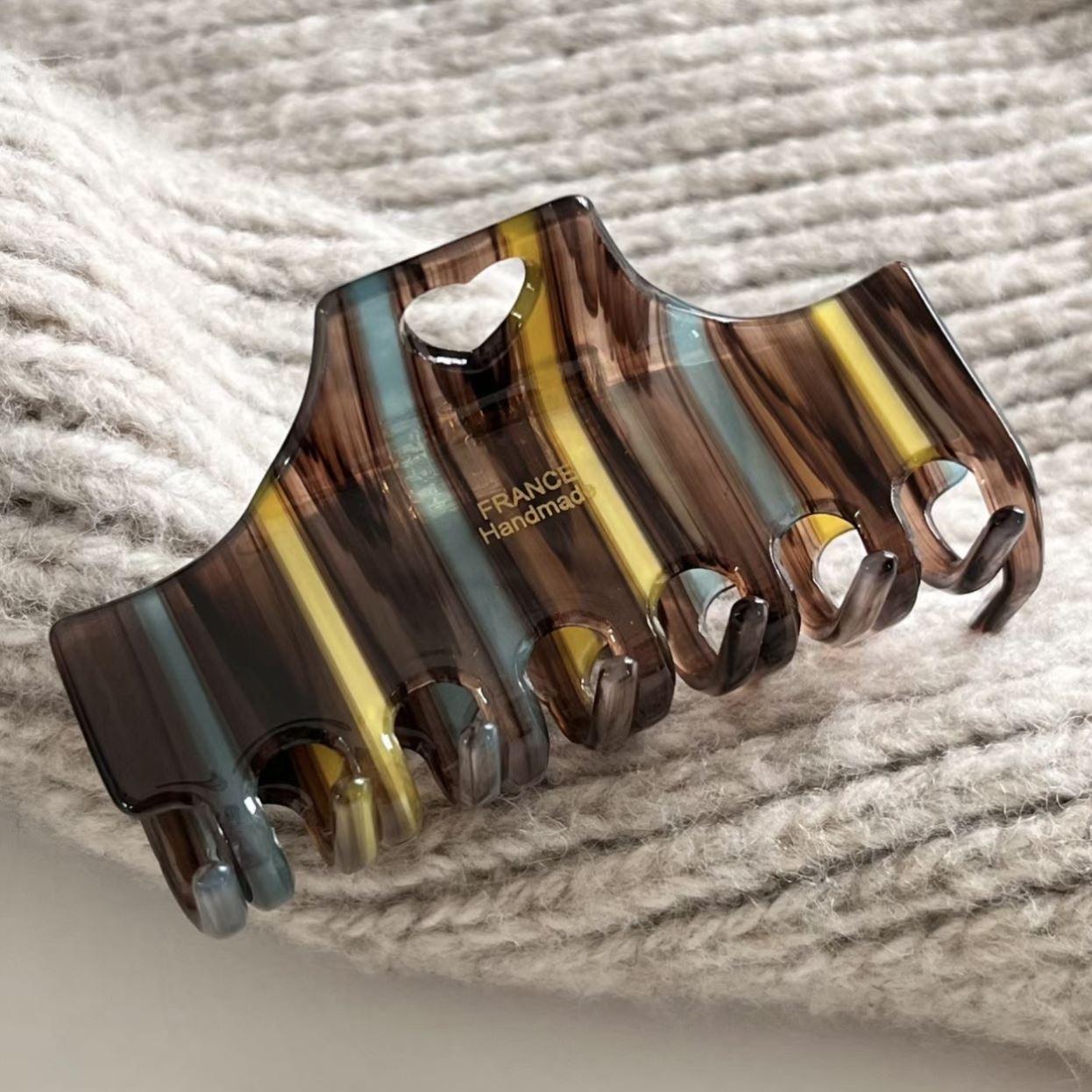 【ブルーブラウン】ストライプコントラストスクエアグリッパー