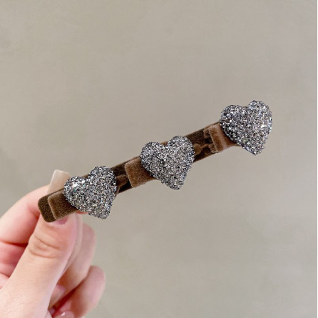 植毛サイドクリップ ブラウンラブダイヤモンド(シングル)