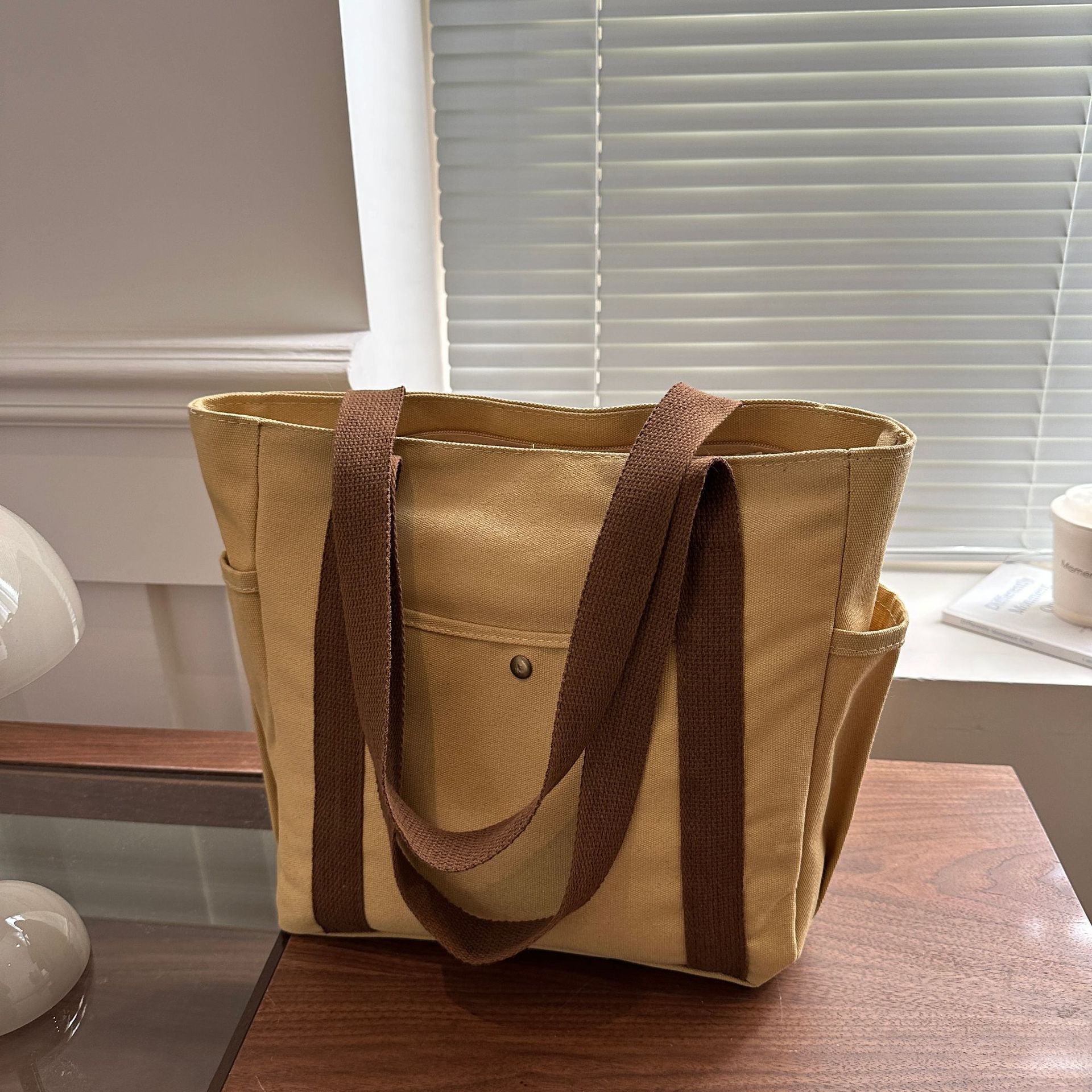 カーキ(キャンバスバッグ)ファスナー+裏地付き