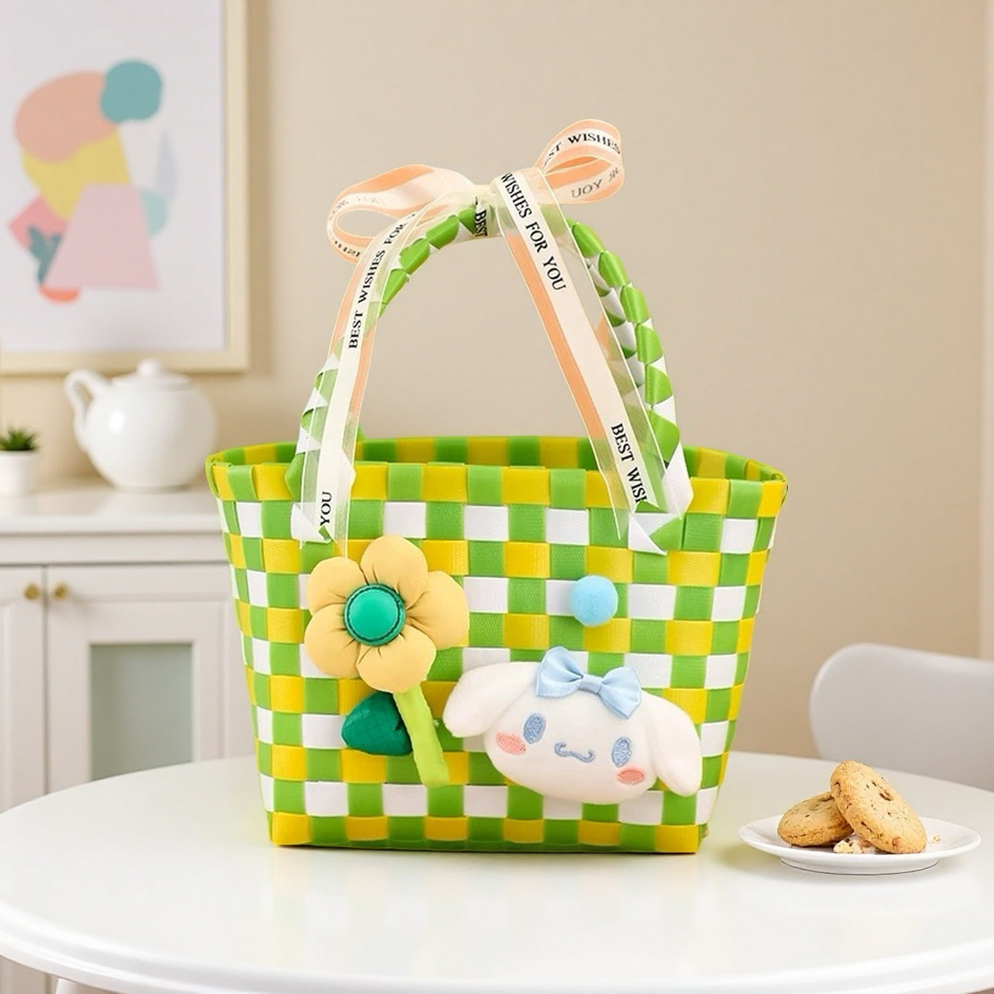 緑・黄・白の配色（白いシナモロール）