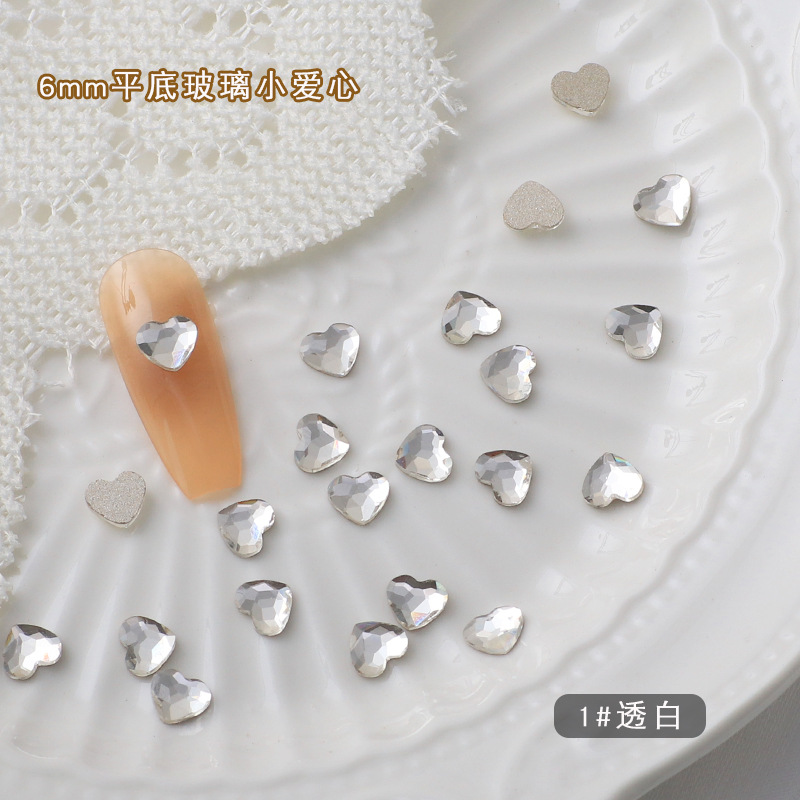 6mmフラットハートホワイト01 #