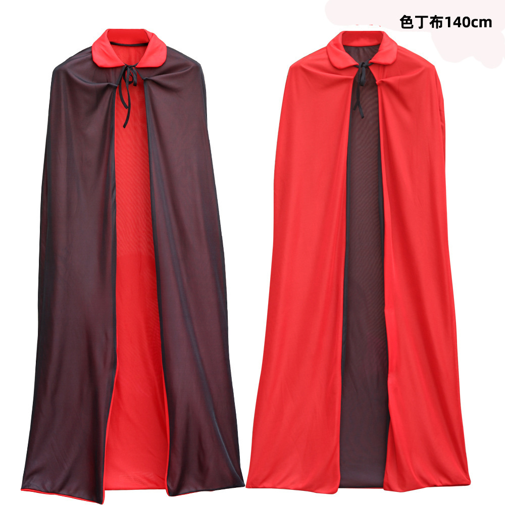 黒と赤のスタンドカラー二層マント