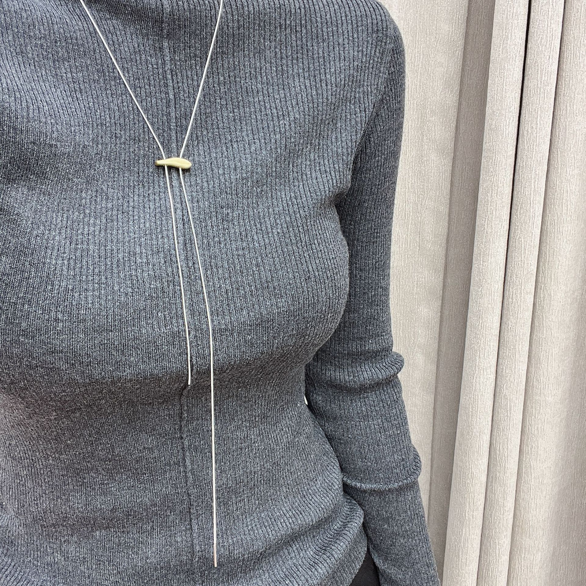 N1222 ゴールドブラッシュドロングネックレス