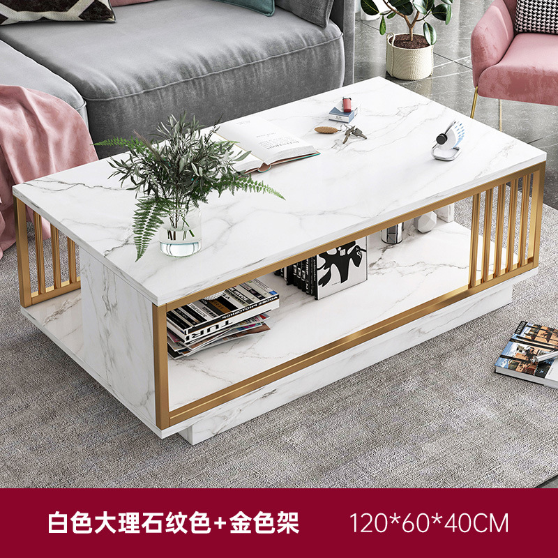 【推奨金】金色鉄骨 + 白色大理石紋色120*60*40cm