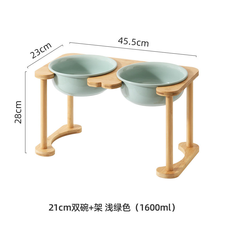 ✤✺✺✺✺✤21CM/ライトグリーンダブルボウル+ダブルコラムスタンド✤✺✺✺✺✤