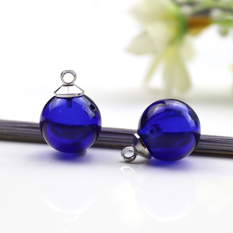 ダークブルーエッセンシャルオイルビーズ+スチールキャップ