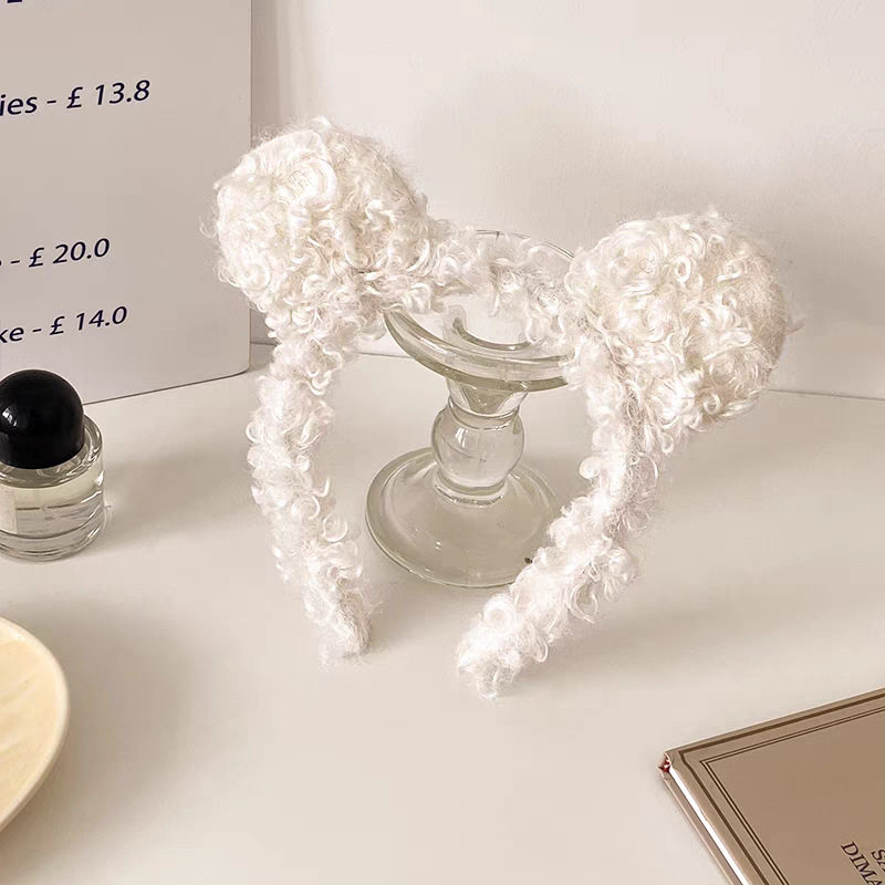 41#ウールロール白クマ耳カチューシャ