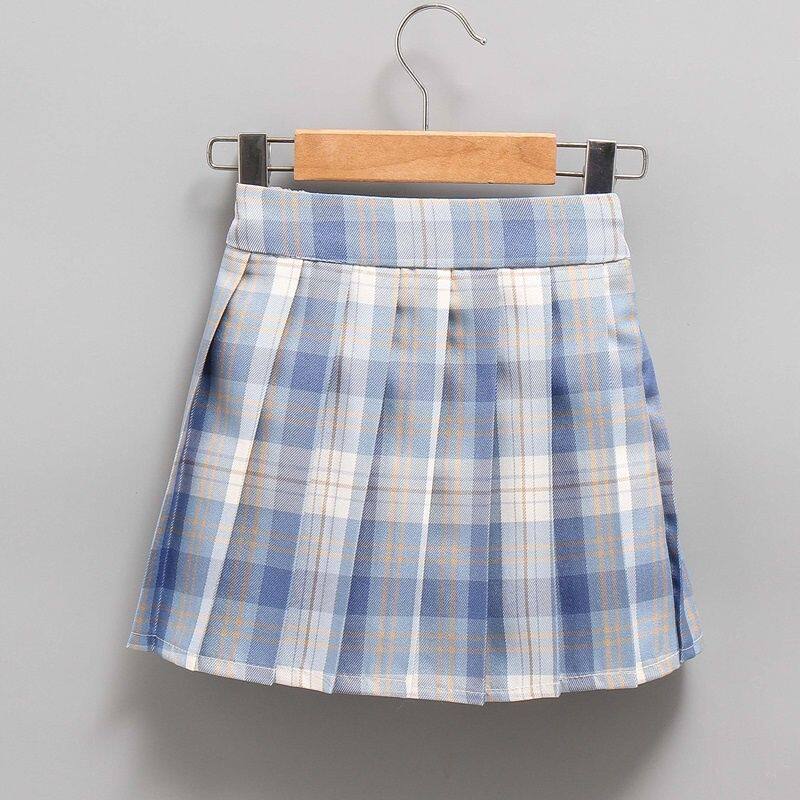 海と空のブルーのスカート+襟の花