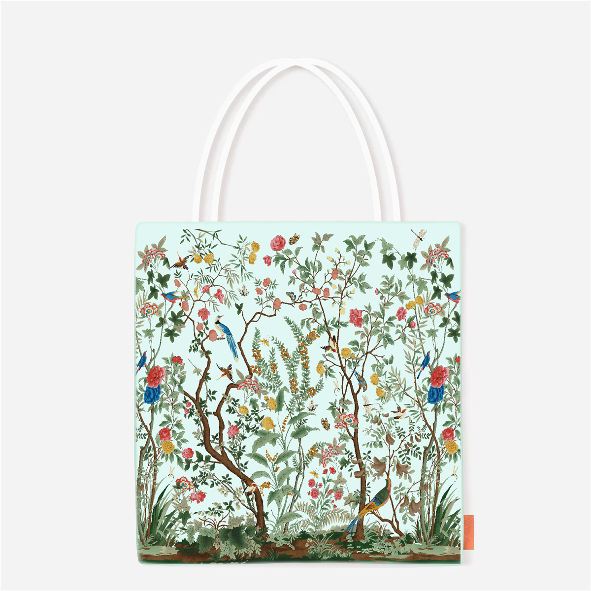 薄緑色の花と鳥