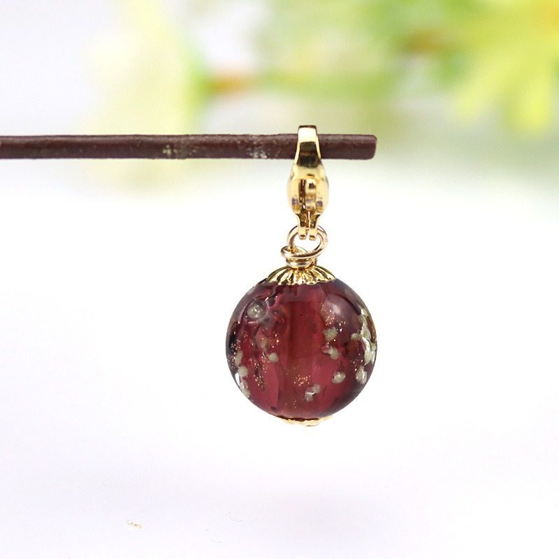 ダークパープル発光エッセンシャルオイルビーズペンダント（ロブスタークラスプスタイル）