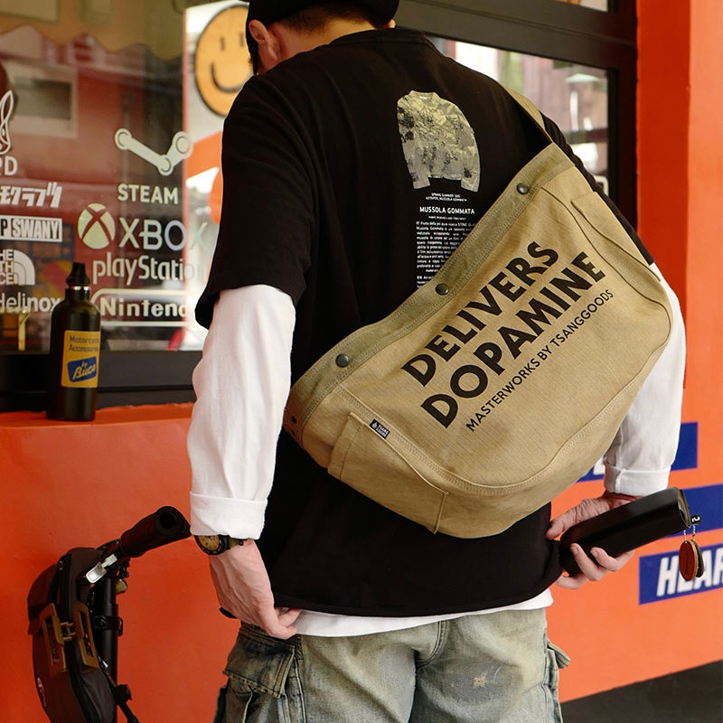 レターサイクリングキャンバスバッグ【カーキ】