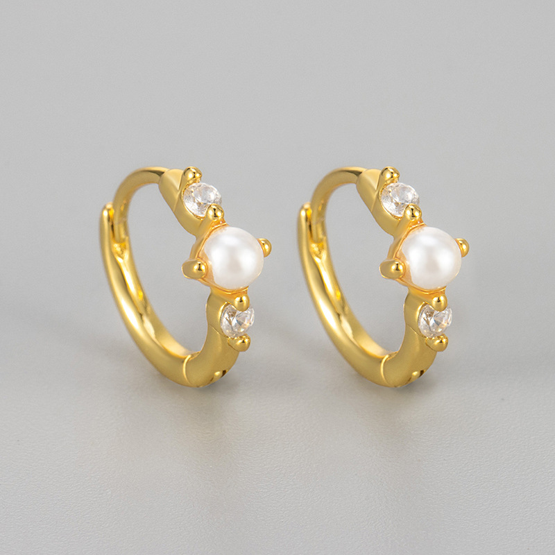 パールジルコンイヤリング/ゴールドカラー