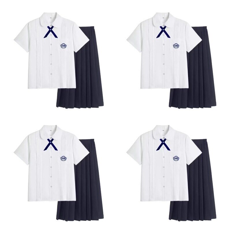 レディーススタイル【半袖＋黒クロスボウタイ＋紺ロングスカート】