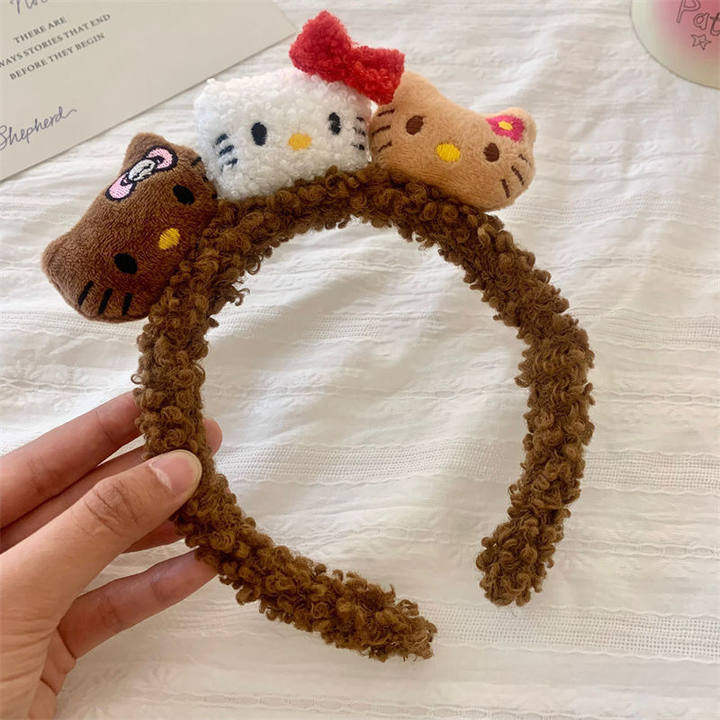 1#3匹の猫の茶色のぬいぐるみヘッドバンド