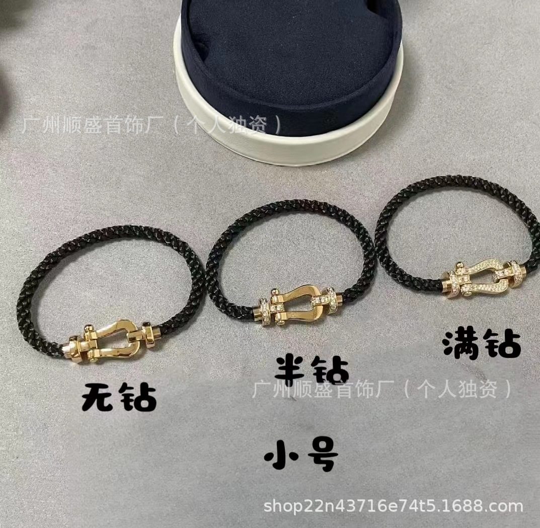 Sサイズ - ブラックロープ - ローズゴールド - ダイヤモンドがいっぱい