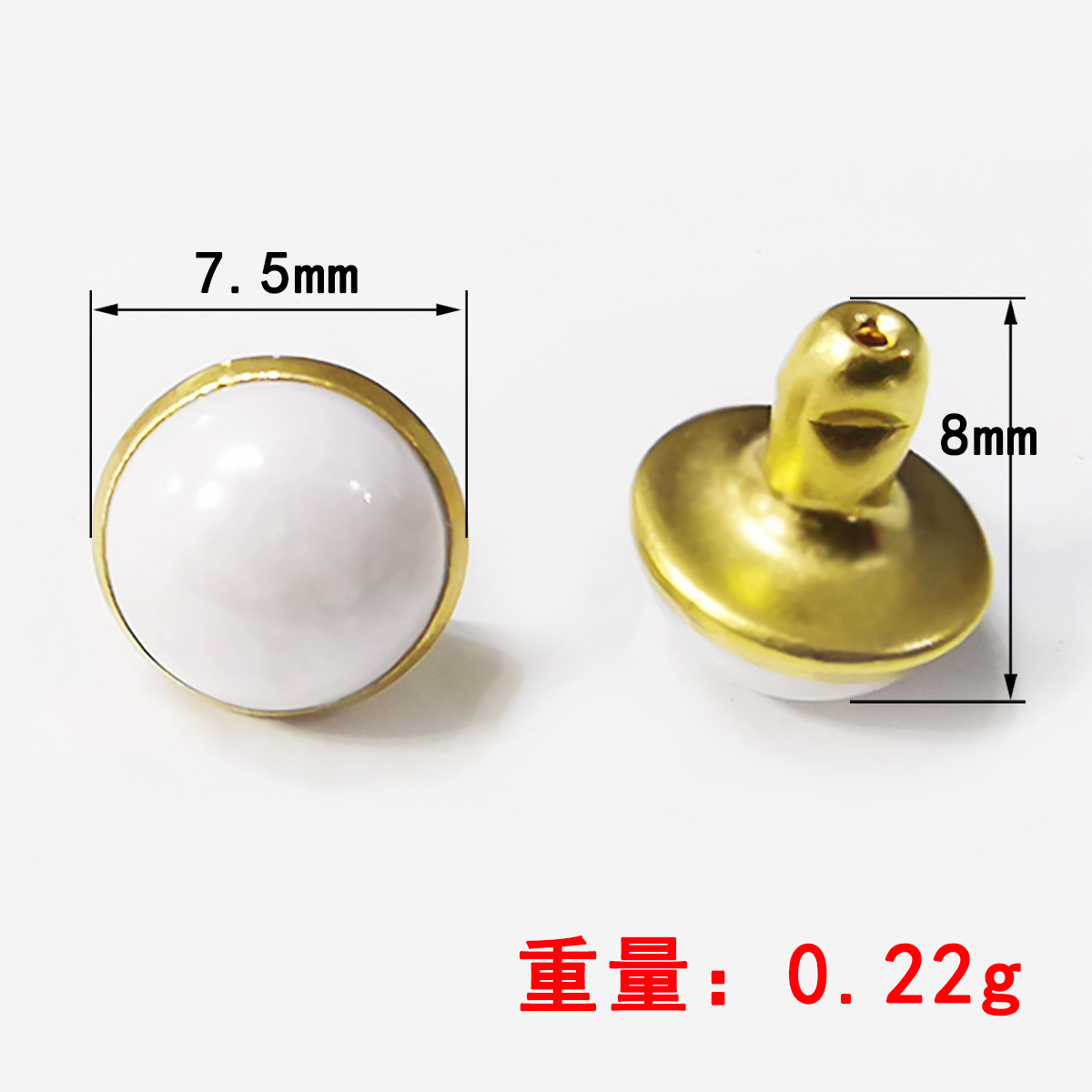 7.5mmゴールドエッジホワイトビーズ*ハンドル付きキャッツアイインパクトネイル