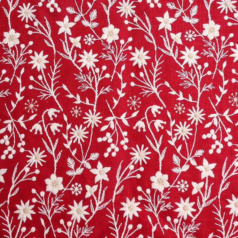 E21596 レッド(ドア幅125cm 綿50% 麻50%)