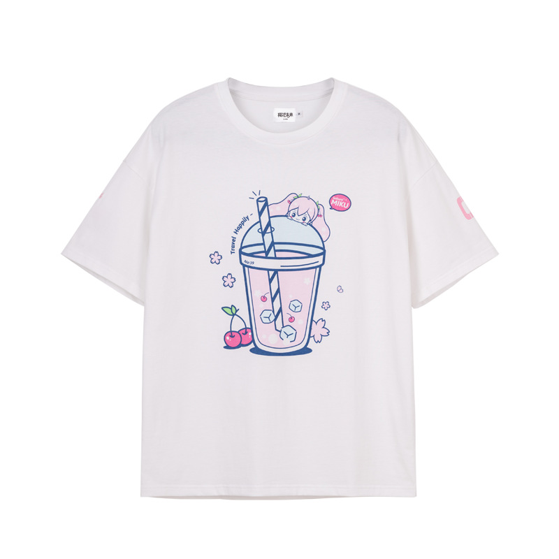 桜の未来-楽しい旅行tシャツ (白い金)