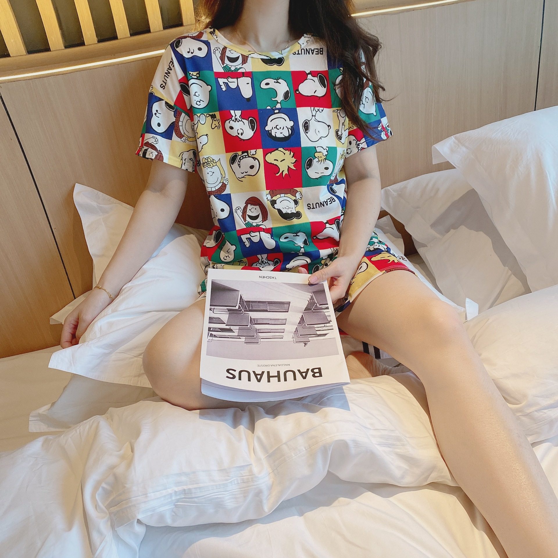 新作ダブルショートチェック柄スヌーピー