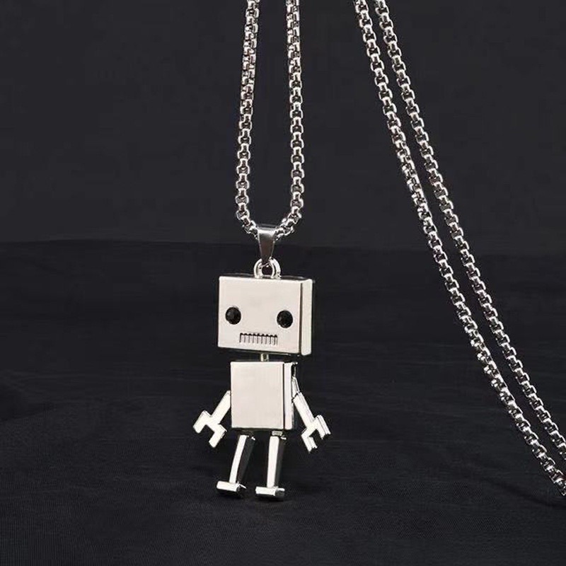Xl 0035シルバーロボットとスチールチェーン70cm