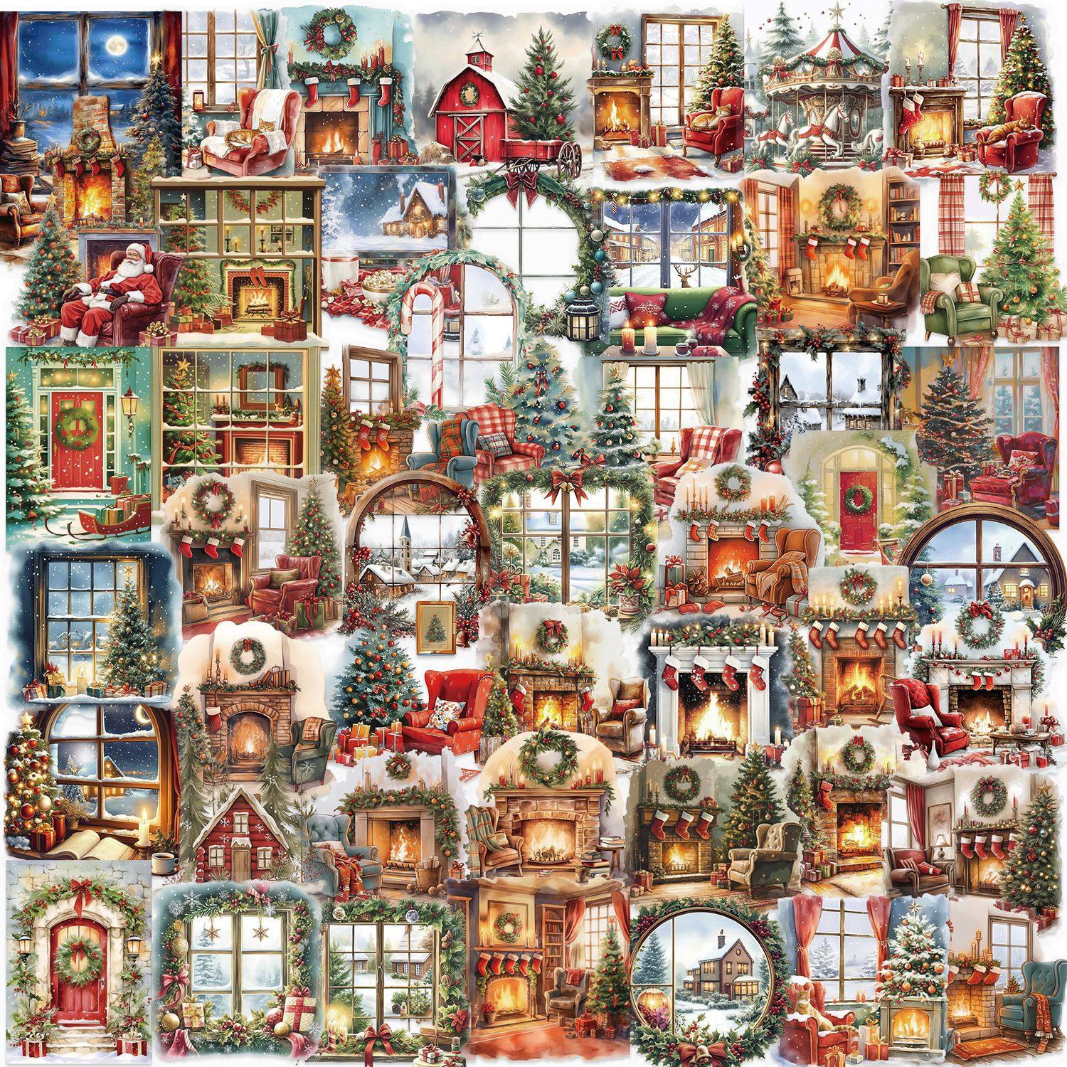 クリスマス水彩シーン 50枚 SLP187