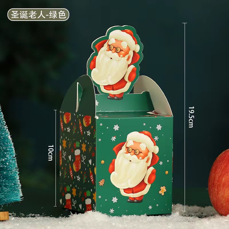 写真に示すように、ポータブル グリーン サンタ クロース アップル ボックス。