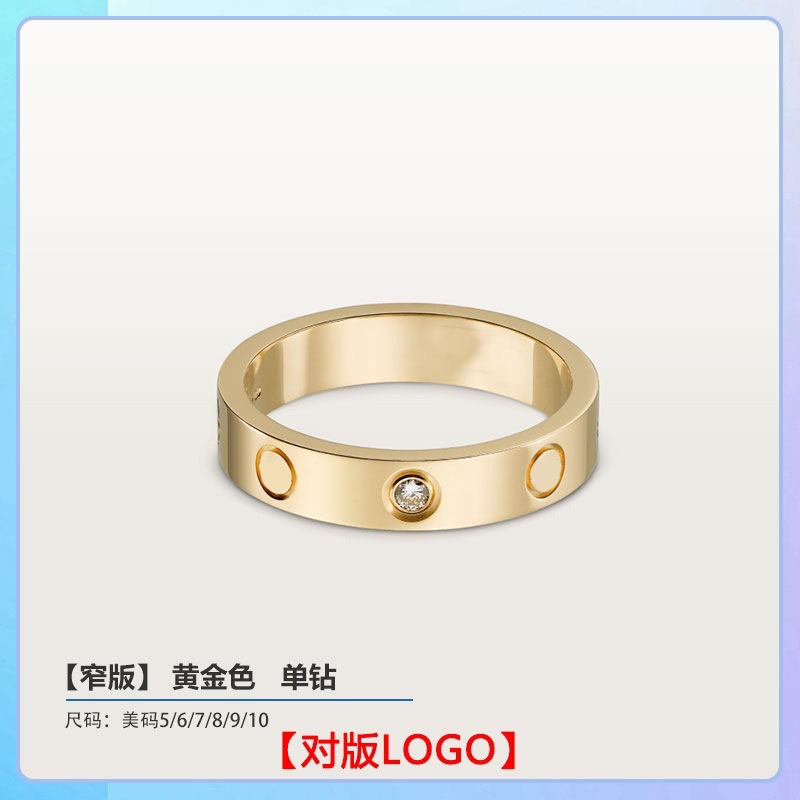 ゴールドカラー【ナローバージョン4M】一粒ダイヤモンド