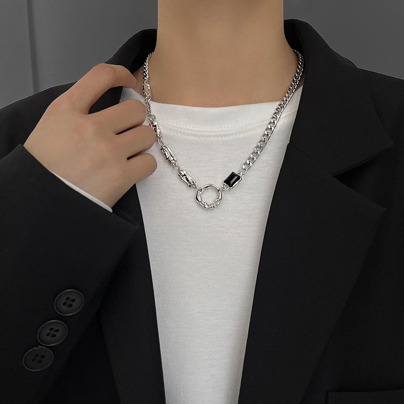 L151-A(イレギュラーブラックダイヤモンドネックレス)アロイモデル